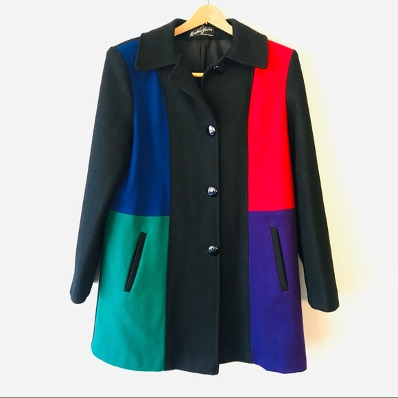Vintage Wool Retro Color Block Peacoat - Picture 4 of 10